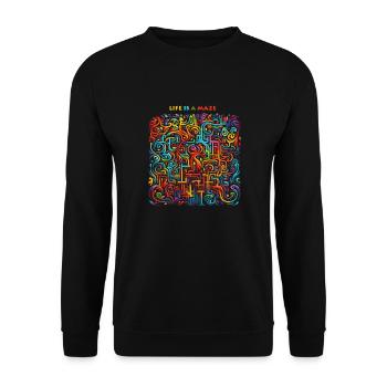 Life Is A Maze - Unisex Pullover - Schwarz - Vorne - Alina (178cm) & Michal (187cm)