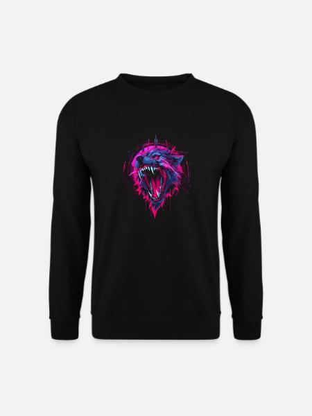 Synthwave Wolf - Unisex Sweatshirt - black