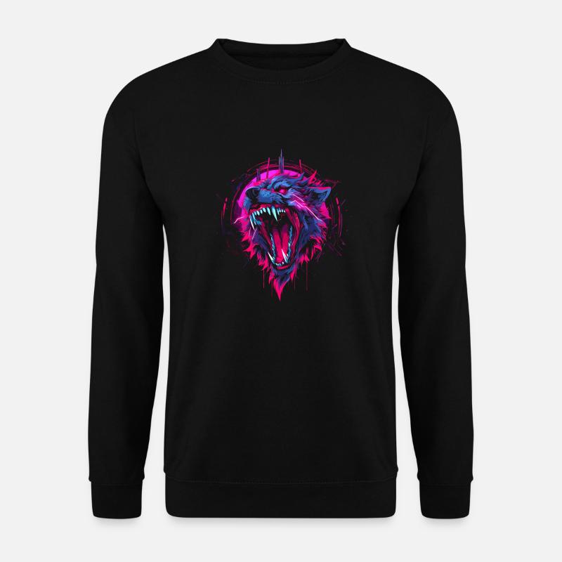 Synthwave Wolf - Unisex Sweatshirt - black