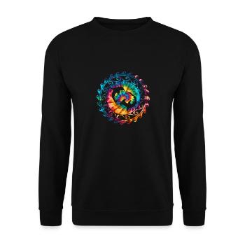 Hammerhai und Delfin Tie Dye - Unisex Pullover - Schwarz - Vorne - Alina (178cm) & Michal (187cm)