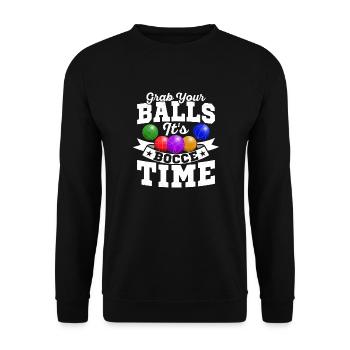Grab Your Balls It's Bocce Time Petangue Team Play - Unisex Sweatshirt - black - Front - Alina (178cm) & Michal (187cm)