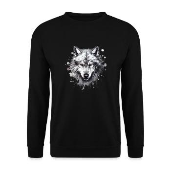 Wolf Kopf Nordisch 2 - Unisex Pullover - Schwarz - Vorne - Alina (178cm) & Michal (187cm)