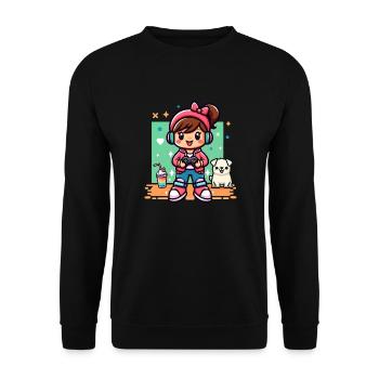 Cool gamer girl - Personnage toca mignon avec chien - Sweat-shirt Unisexe - noir - Devant - Alina (178cm) & Michal (187cm)