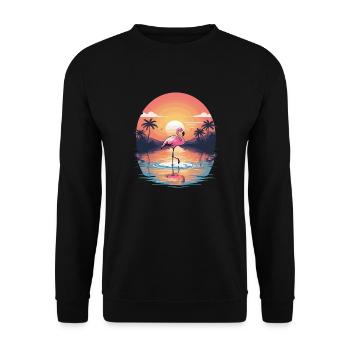Sonnenuntergang Flamingo - Unisex Pullover - Schwarz - Vorne - Alina (178cm) & Michal (187cm)