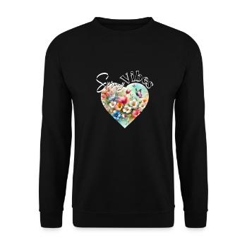 Spring Vibes - Floral Heart Design - Unisex Sweatshirt - black - Front - Alina (178cm) & Michal (187cm)