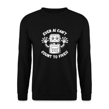 Confused robot (AI) with 12 fingers - Unisex Sweatshirt - black - Front - Alina (178cm) & Michal (187cm)