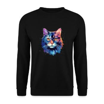 Schöne Katze für Katzen Fans, Geschenk Katze - Unisex Pullover - Schwarz - Vorne - Alina (178cm) & Michal (187cm)