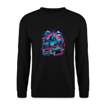 Vintage American and Sports Car - Unisex Sweatshirt - black - Front - Alina (178cm) & Michal (187cm)