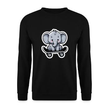 Cute baby elephant with skateboard Elephant mom - Unisex Sweatshirt - black - Front - Alina (178cm) & Michal (187cm)