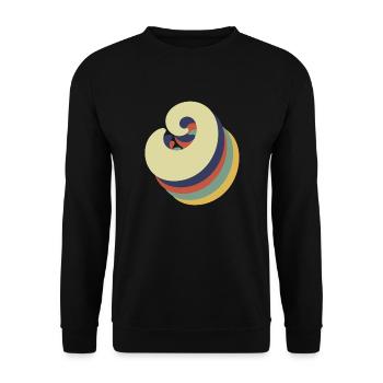 Buchstabe o retro - Unisex Pullover - Schwarz - Vorne - Alina (178cm) & Michal (187cm)