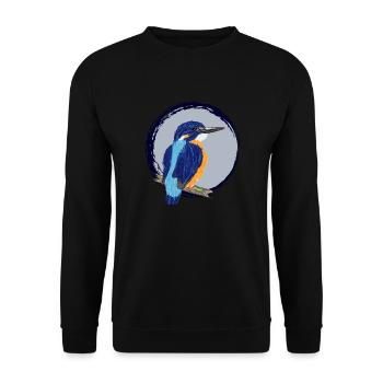Nettes Design mit einem Eisvogel III - Unisex Pullover - Schwarz - Vorne - Alina (178cm) & Michal (187cm)