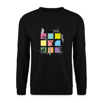 Cat Home2 - Bo-Grafik - Unisex Pullover - Schwarz - Vorne - Alina (178cm) & Michal (187cm)