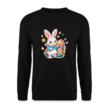 Lapin de Pâques avec plusieurs œufs - Sweat-shirt Unisexe - noir - Devant - Alina (178cm) & Michal (187cm)