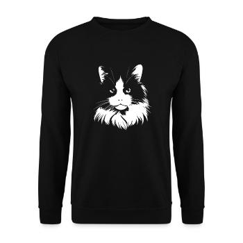 Chat, Motif De Chat - Sweat-shirt Unisexe - noir - Devant - Alina (178cm) & Michal (187cm)