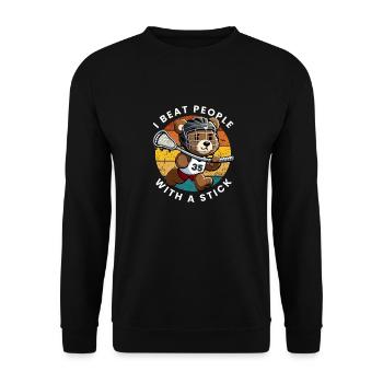 I beat people with a lacrosse stick - Unisex Sweatshirt - black - Front - Alina (178cm) & Michal (187cm)