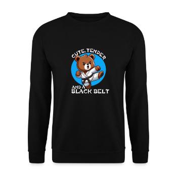Cute, cuddly and black belt. - Unisex Sweatshirt - black - Front - Alina (178cm) & Michal (187cm)