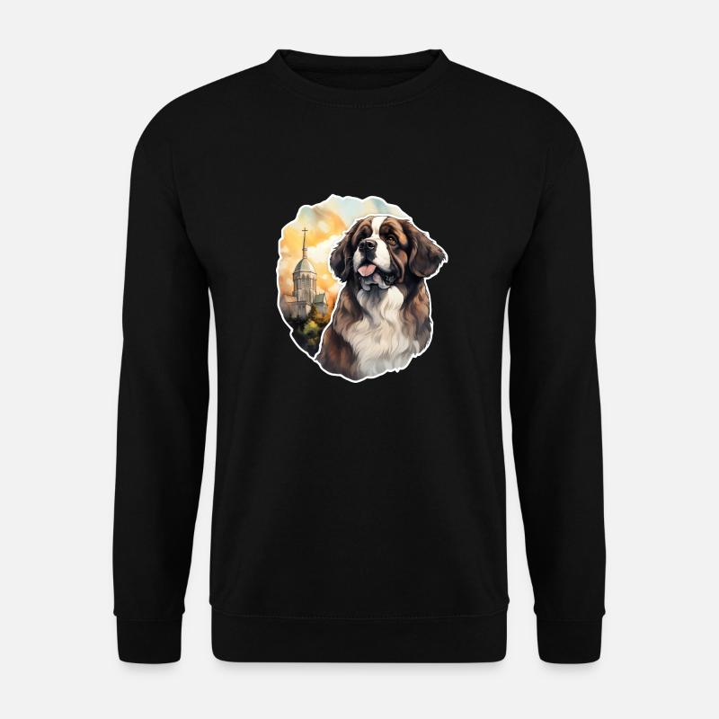 Bernhardiner vor Kirche - Unisex Pullover - Schwarz