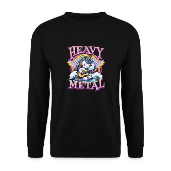 Schwermetall-Einhorn - Unisex Pullover - Schwarz - Vorne - Alina (178cm) & Michal (187cm)