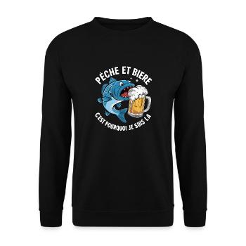 Fishing and Beer - Fisherman Humor - Unisex Sweatshirt - black - Front - Alina (178cm) & Michal (187cm)