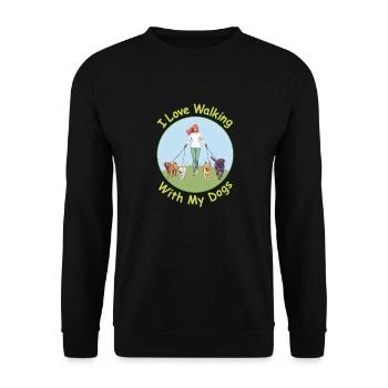 J’adore marcher avec mes chiens - Sweat-shirt Unisexe - noir - Devant - Alina (178cm) & Michal (187cm)