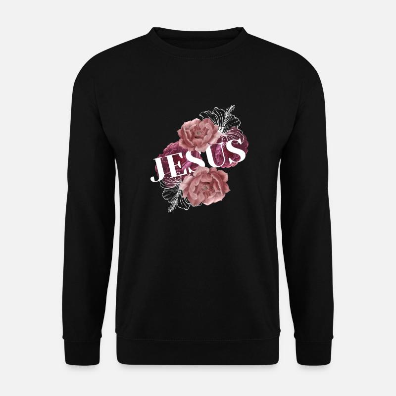 Jesus in Rosen - Unisex Pullover - Schwarz