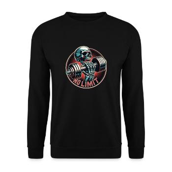 keine Grenze Skull im Workout Bodybuilding Hantel - Unisex Pullover - Schwarz - Vorne - Alina (178cm) & Michal (187cm)