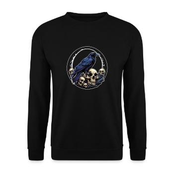 Big Raven Sitting on Sculls - Unisex Sweatshirt - black - Front - Alina (178cm) & Michal (187cm)
