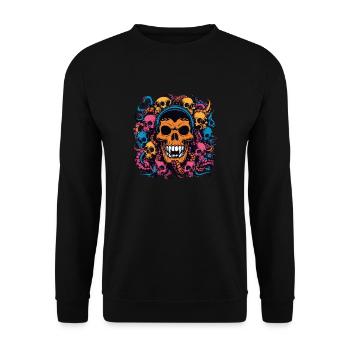 Decorative Large Skull with Small Skulls - Unisex Sweatshirt - black - Front - Alina (178cm) & Michal (187cm)