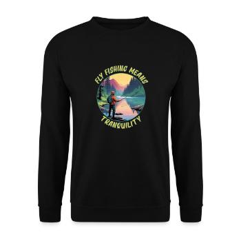 Fly Fishing Means Tranquility - Unisex Sweatshirt - black - Front - Alina (178cm) & Michal (187cm)