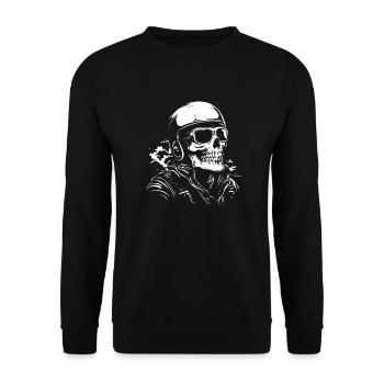 Biker Skull Motorcycle Gift - Unisex Sweatshirt - black - Front - Alina (178cm) & Michal (187cm)