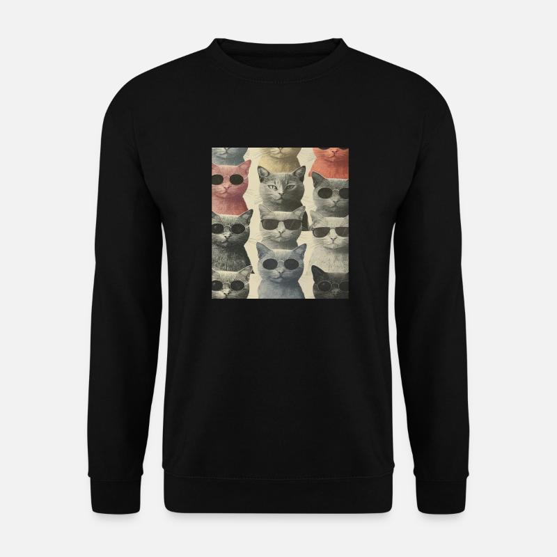 Katzen mit Brille - Unisex Pullover - Schwarz