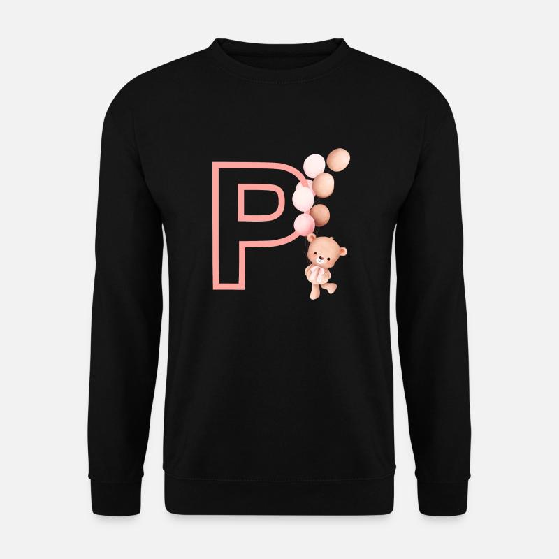 Rosa Bär Buchstabe P - Unisex Pullover - Schwarz