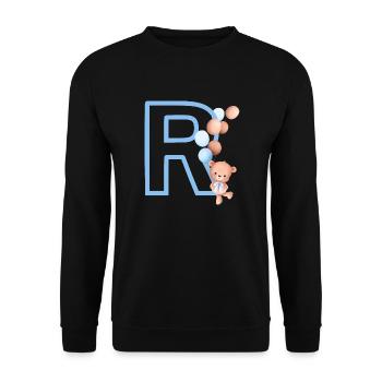 Blue letter r bear - Unisex Sweatshirt - black - Front - Alina (178cm) & Michal (187cm)