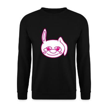 fröhlicher Hase - Unisex Pullover - Schwarz - Vorne - Alina (178cm) & Michal (187cm)