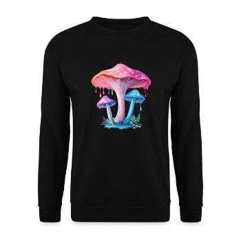 Champignon rose bleu - Sweat-shirt Unisexe - noir - Devant - Alina (178cm) & Michal (187cm)