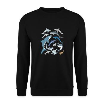 Tigerhai Blauhai Walhai Haiarten - Unisex Pullover - Schwarz - Vorne - Alina (178cm) & Michal (187cm)