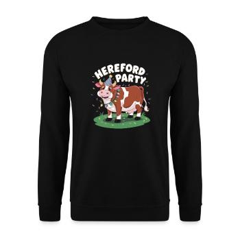 Hereford Party 4 mbaHereford Kuh Party - Unisex Pullover - Schwarz - Vorne - Alina (178cm) & Michal (187cm)