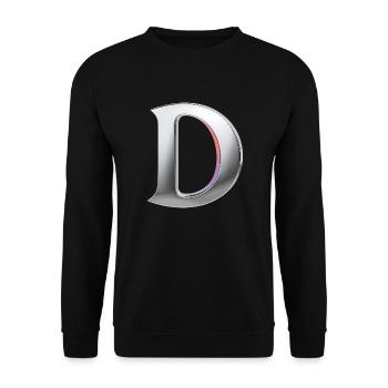 Chrome ,, D " Metallic - Unisex Pullover - Schwarz - Vorne - Alina (178cm) & Michal (187cm)