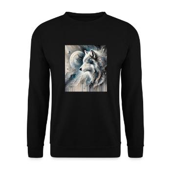 Abstract Wolf - Unisex Sweatshirt - black - Front - Alina (178cm) & Michal (187cm)