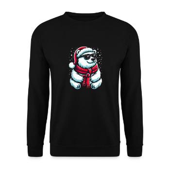 Christmas Cool Polar Bear - Unisex Sweatshirt - black - Front - Alina (178cm) & Michal (187cm)