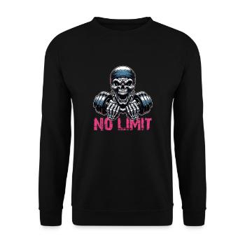 No Limit Workout Bodybuilding Skull mit Hantel - Unisex Pullover - Schwarz - Vorne - Alina (178cm) & Michal (187cm)