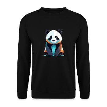 Panda Vektor Kunst mit lebendiger Farbillustration - Unisex Pullover - Schwarz - Vorne - Alina (178cm) & Michal (187cm)