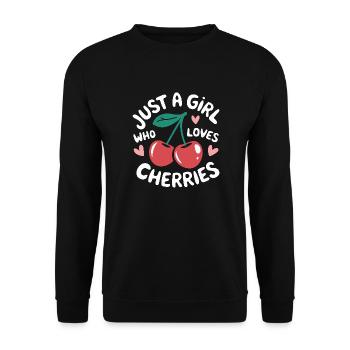 Kirsche Kirschen Früchte Essen - Unisex Pullover - Schwarz - Vorne - Alina (178cm) & Michal (187cm)