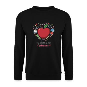Teacher's Valentine Heart - Unisex Sweatshirt - black - Front - Alina (178cm) & Michal (187cm)