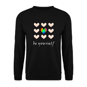 Sei du selbst - Regenbogenfarben - Unisex Pullover - Schwarz - Vorne - Alina (178cm) & Michal (187cm)