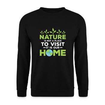 Nature Is Not A Place To Visit Planet Earth Day - Unisex Sweatshirt - black - Front - Alina (178cm) & Michal (187cm)
