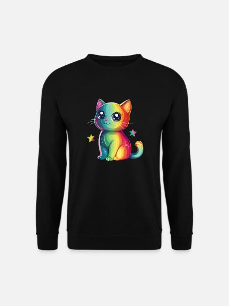 Süße Regenbogen Katze - Unisex Pullover - Schwarz