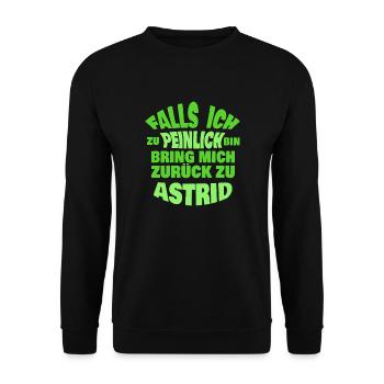 Astrid als Jungesellenabschied - Unisex Pullover - Schwarz - Vorne - Alina (178cm) & Michal (187cm)