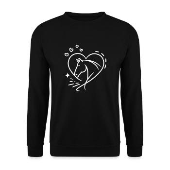 Pferdekopf Herz mit Herzen - Unisex Pullover - Schwarz - Vorne - Alina (178cm) & Michal (187cm)