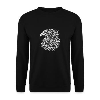 Adlerkopf-Tattoo - Unisex Pullover - Schwarz - Vorne - Alina (178cm) & Michal (187cm)